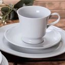 Ver imagem 4 de 24 Xícaras com Pires 80ml Porcelana Branca Café Capri Germer Mesa Posta