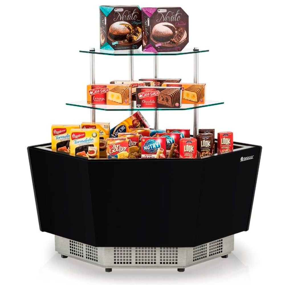 Caixa Expositor Aberto 90º MGNA-120 luminação LED Linha Gourmet Elegance Super Gelopar Preto - 1