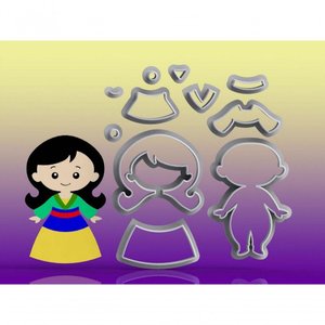 Cortador Princesa Mulan Modular Tamanho 10 Cm