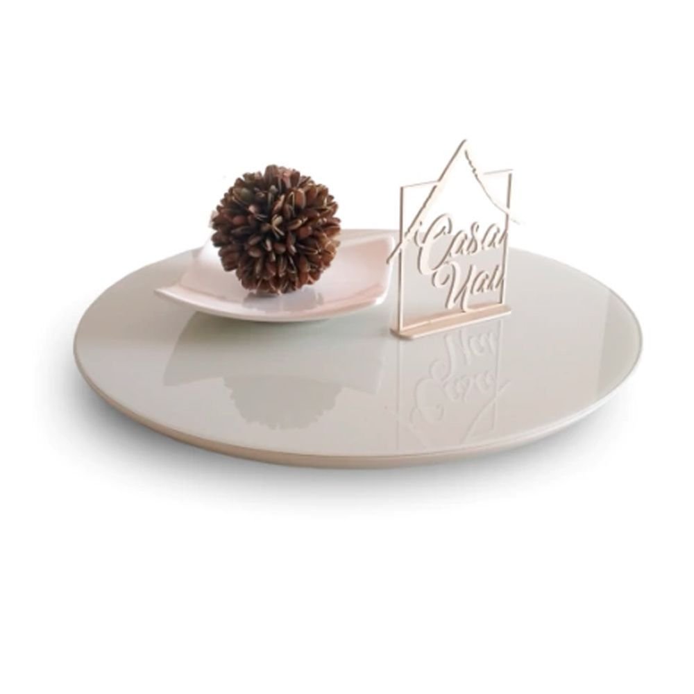 Prato Girátorio 50 Cm Decorativo para Mesa Rk Decor Off White - 1