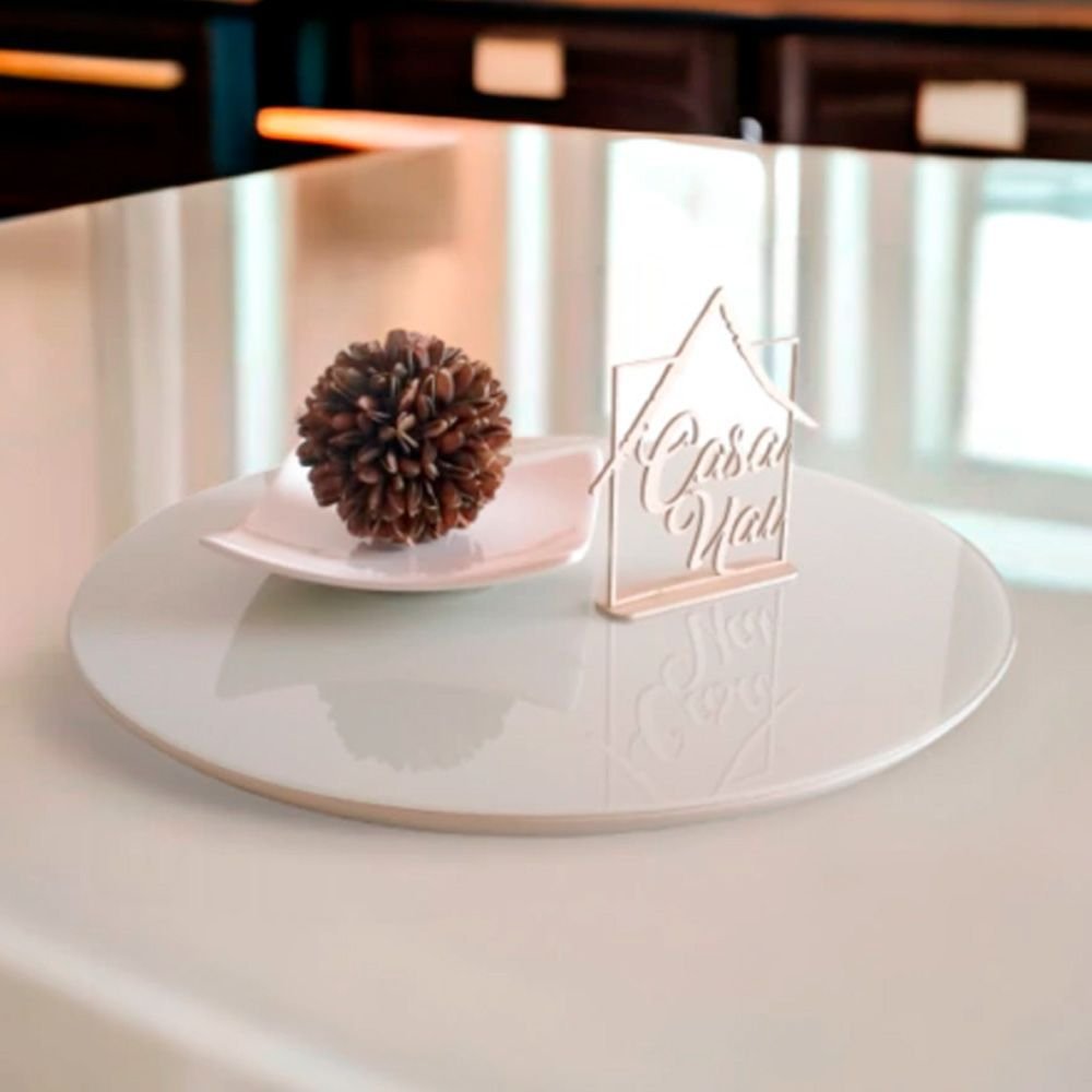 Prato Girátorio 50 Cm Decorativo para Mesa Rk Decor Off White - 2
