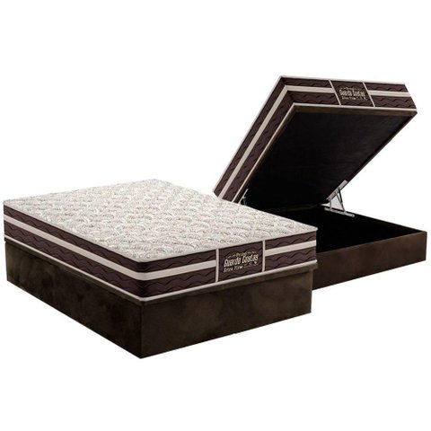 Cama Box Baú Casal: Colchão Ortopédico Probel Guarda Costas Extra Firme + Base CRC Suede Brown(138x1