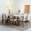 Ver imagem 2 de Mesa de Jantar 160cm Retangular com Vidro Avena Branco/Canella/Off White Fosco