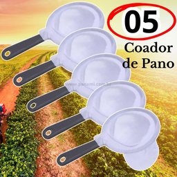 Kit 05 Peças Coador de Pano Flanelado Tamanho 10cm 100% Algodão C/ Cabo de Plastico - Panami - 3