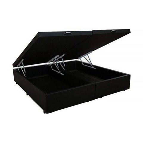 Base Box Baú Casal Bipartido Rr Colchões Preto Suede