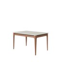 Ver imagem 5 de Mesa de Jantar 135cm com Base em Madeira Natural e Tampo de Vidro Addar Branco/Off White Fosco/Marrom