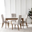 Ver imagem 2 de Mesa de Jantar 135cm com Base em Madeira Natural e Tampo de Vidro Addar Branco/Off White Fosco/Marrom