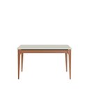 Ver imagem 1 de Mesa de Jantar 135cm com Base em Madeira Natural e Tampo de Vidro Addar Branco/Off White Fosco/Marrom