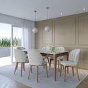 Ver imagem 2 de Mesa de Jantar 180cm com Base de Madeira Natural e Tampo de Vidro Addar Branco/Off White Fosco/Marrom