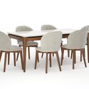 Ver imagem 6 de Mesa de Jantar 180cm com Base de Madeira Natural e Tampo de Vidro Addar Branco/Off White Fosco/Marrom