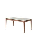 Ver imagem 5 de Mesa de Jantar 180cm com Base de Madeira Natural e Tampo de Vidro Addar Branco/Off White Fosco/Marrom
