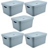 5 Caixas Organizadoras Grande 32l com Tampa Organizadores Brinquedos Cube Azul Glacial Quarto - 2