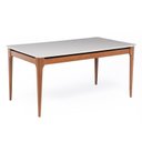 Ver imagem 5 de Mesa de Jantar 160cm com Base de Madeira Natural e Tampo de Vidro Addar Branco/Off White Fosco/Marrom