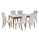 Ver imagem 6 de Mesa de Jantar 160cm com Base de Madeira Natural e Tampo de Vidro Addar Branco/Off White Fosco/Marrom