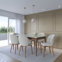Ver imagem 2 de Mesa de Jantar 160cm com Base de Madeira Natural e Tampo de Vidro Addar Branco/Off White Fosco/Marrom