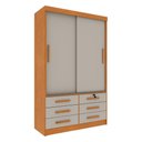 Ver imagem 2 de Guarda-Roupa Solteiro com 2 Portas de Correr e 6 Gavetas 133cm Multimóveis CR35485 Cinamomo/Off