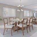 Ver imagem 5 de Mesa de Jantar 160cm com Base de Madeira Natural e Tampo de Vidro Bennett Branco/Nartural/Off White Gloss
