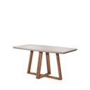 Ver imagem 4 de Mesa de Jantar 160cm com Base de Madeira Natural e Tampo de Vidro Bennett Branco/Nartural/Off White Gloss
