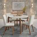 Ver imagem 2 de Mesa de Jantar Redonda 115cm com Vidro Donatella Branco/Off White Fosco/Marrom