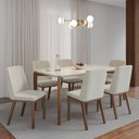 Ver imagem 2 de Mesa de Jantar 160cm Retangular com Vidro Donatella Branco/Off White Fosco/Marrom