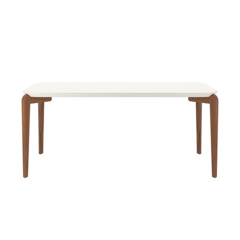 Mesa de Jantar 180cm Retangular com Vidro Donatella Branco/Off White Fosco/Marrom