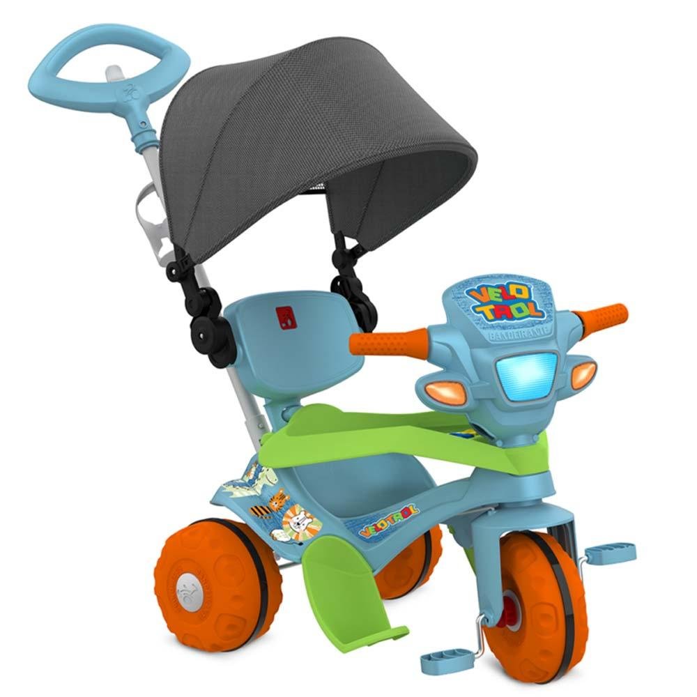 Triciclo Infantil Com Empurrador Motoca Passeio Bebê Azul