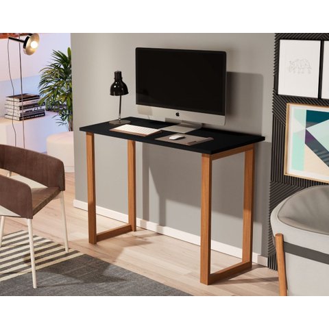 Mesa de Estudo Office 0,90cm - Pés em Madeira Maciça c/ Pintura Anti Umidade - Tampo 15mm c/ Fita de