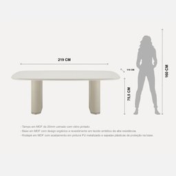 Mesa para Sala de Jantar 219cm com Vidro Lintz - 3