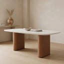 Ver imagem 1 de Mesa para Sala de Jantar com Vidro Lintz Branco/Off White/Caramelo/Canela
