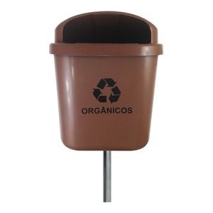 Cesto Individual Lixeira Coleta Seletiva 40 Litros com Poste Cor:vermelho