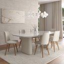 Ver imagem 2 de Mesa para Sala de Jantar com Vidro Lintz Branco/Off White/Champanhe