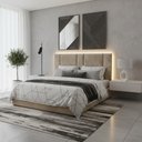 Ver imagem 5 de Cabeceira Cama Box Estofada Casal Queen 1,60 Suede Bege com LED