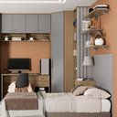 Ver imagem 4 de Guarda Roupas Modulado 1 Porta e Prateleiras 245x32,2cm Setiba Plus Carvalho/fendi