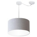 Ver imagem 1 de Lustre Pendente Cilíndrico com Desvio de Centro Md-4163 Cúpula em Tecido 40x25cm Rustico Cinza -