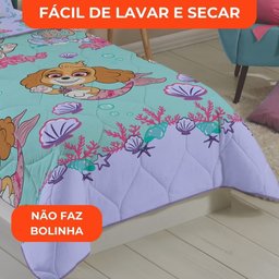 Edredom Solteiro Lepper Patrulha Canina Menina Microfibra Dupla Face Estampado Lilás - 5