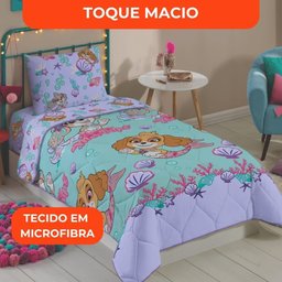 Edredom Solteiro Lepper Patrulha Canina Menina Microfibra Dupla Face Estampado Lilás - 4