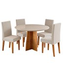 Ver imagem 2 de Conjunto Sala de Jantar 4 Lugares Redondo Tampo de Vidro MDF Pallas Yescasa Bege/Mel/Off White