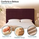 Ver imagem 2 de Cabeceira Estofada Moderna para Quarto Cama Box Casal 140 cm Florem Suede Bordô