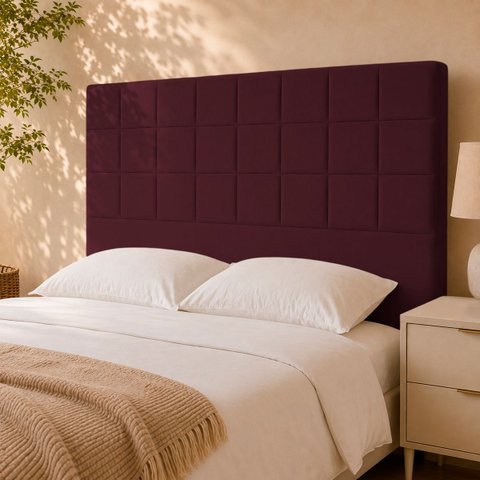 Cabeceira Estofada Moderna para Quarto Cama Box Casal 140 cm Florem Suede Bordô