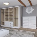 Ver imagem 5 de Guarda-roupa Casal Europa 8 Portas 4 Gavetas e Cômoda 6 Gavetas Branco - Panorama Móveis