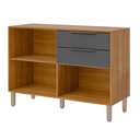 Ver imagem 3 de Balcão 120 cm com Tampo 2 Portas e 2 Gavetas Divina/Brilhante e Celeste Marrom/Cinamomo/Titânio