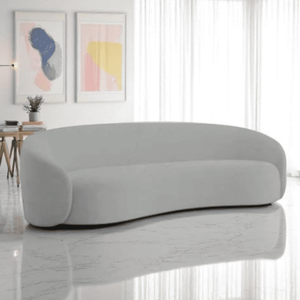 Sofá 3 Lugares Orgânico Luxo Recepção Sala de Estar e Tv Amore 200cm Bouclé Cinza- Mabe Magazine