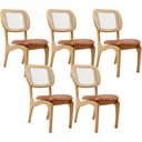 Ver imagem 1 de Kit 5 Cadeiras para Sala de Jantar Cozinha Estofada e Tela Mariah L02 Couríssimo Camel - Lyam Decor