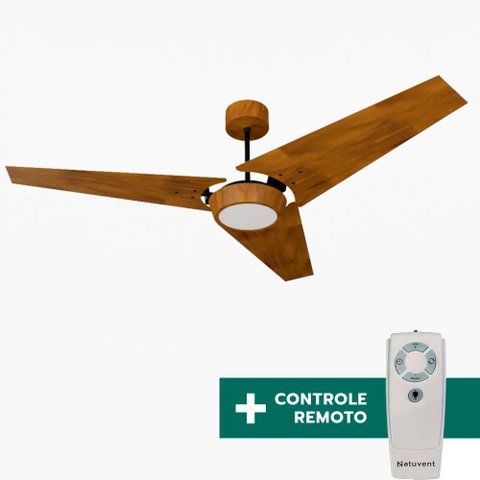 Ventilador de Teto Com Controle Remoto Natuvent Callis Led 3 Pás Madeira Imbuia 3000k Branco Quente