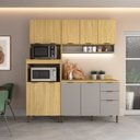 Ver imagem 1 de Cozinha Modulada 1 Balcão com Tampo 1 Torre Quente Armário Aéreo 10 Portas 2 Gavetas Ibiza
