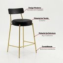 Ver imagem 3 de Banqueta Cozinha Média Encosto Preto Industrial Dourado Londrina PU D03 - D'Rossi