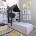 Ver imagem 1 de Cama Infantil Lara com Gavetas 157cm x 153cm Branco/Preto