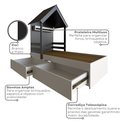 Ver imagem 7 de Cama Infantil Lara com Gavetas 157cm x 153cm Branco/Preto