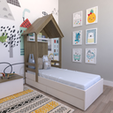 Ver imagem 1 de Cama Infantil Lara com Gavetas 157cm x 153cm Branco/Carvalho Mel