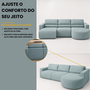 Ver imagem 5 de Sofá Living Retrátil e Reclinável 3 Lugares Azul Encantus 292cm